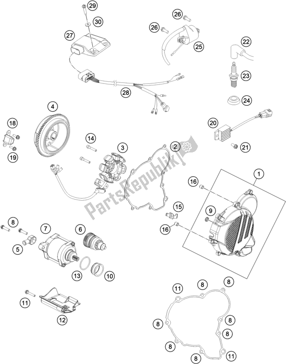 Tutte le parti per il Sistema Di Accensione del KTM 250 XC US 2019