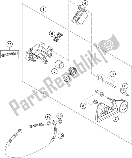 All parts for the Rear Brake Caliper of the KTM 250 XC US 2019