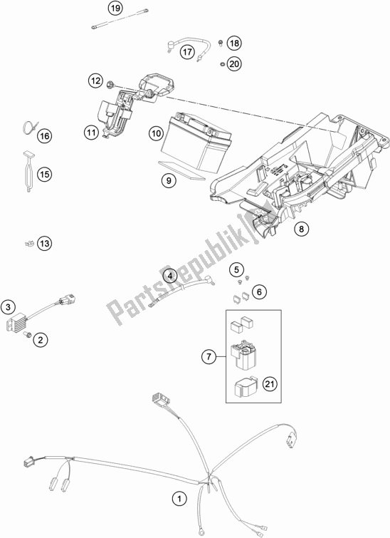 Tutte le parti per il Cablaggio Elettrico del KTM 250 XC US 2019