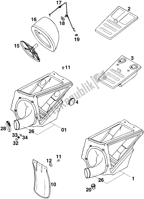 All parts for the Air Filter of the KTM 300 EGS M/O 12 KW 13 LT 2020