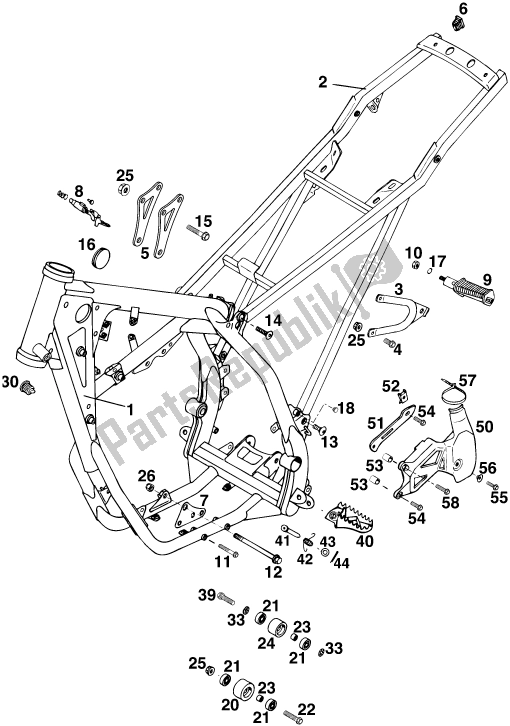 All parts for the Frame of the KTM 300 EGS M/O 12 KW 13 LT 2020