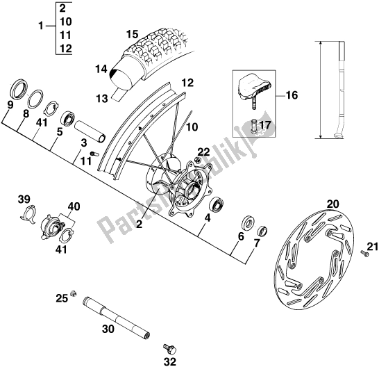 Todas las partes para Front Wheel #1 de KTM 300 EGS M/O 12 KW 13 LT 2020