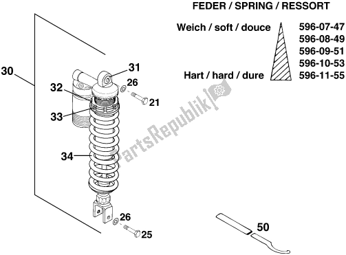 All parts for the Shock Absorber of the KTM 300 EGS M/O 12 KW 13 LT 2020