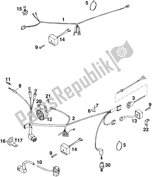 All parts for the Wiring Harness of the KTM 300 EGS M/O 12 KW 13 LT 2020