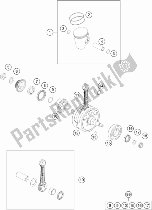 Wszystkie części do Wa? Korbowy, T? Ok KTM 300 EXC 2017