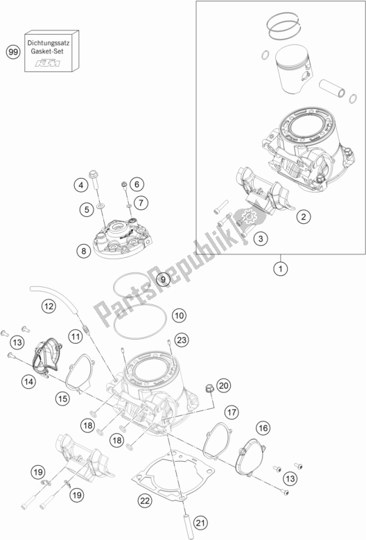 Wszystkie części do Cylinder, G? Owica Cylindrów KTM 300 EXC 2017