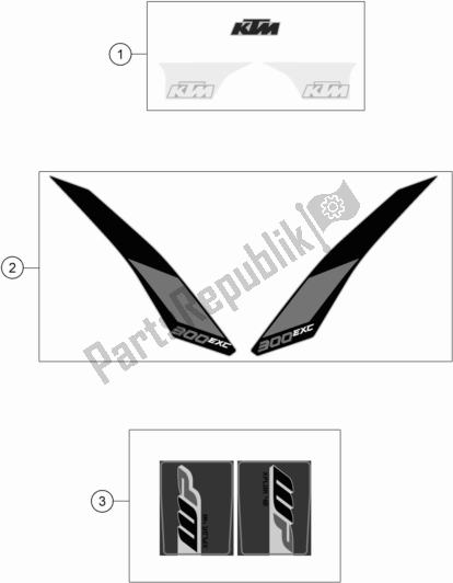 Todas as partes de Decalque do KTM 300 EXC 2017