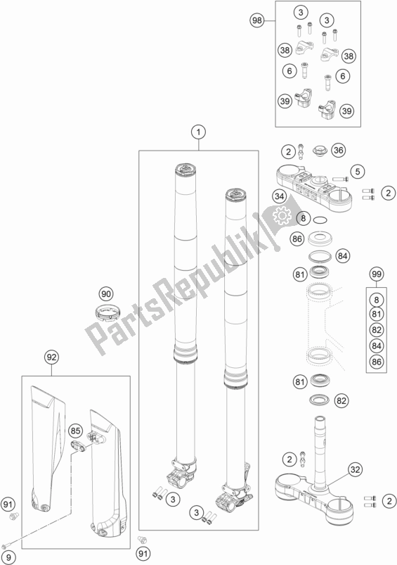Wszystkie części do Przedni Widelec KTM 300 EXC 2017