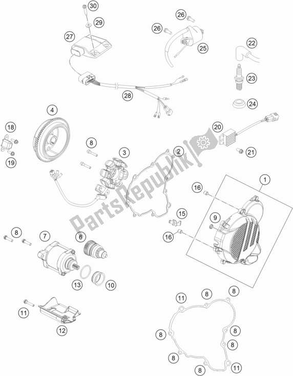 Wszystkie części do Sytem Zap? Onu KTM 300 EXC 2017