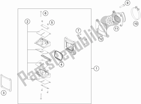 Alle onderdelen voor de Reed Ventielhuis van de KTM 300 EXC 2017