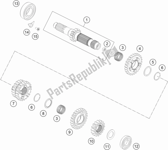 All parts for the Transmission I - Main Shaft of the KTM 300 EXC 2017