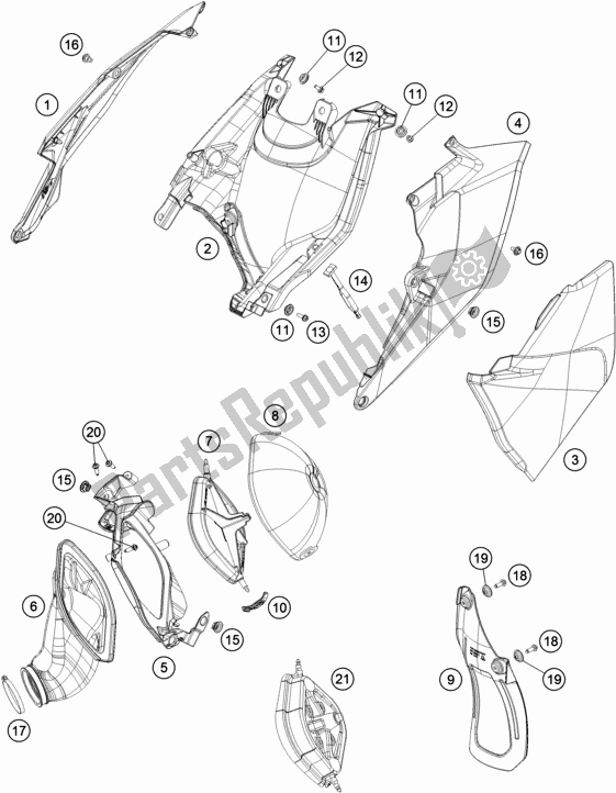 All parts for the Air Filter of the KTM 300 EXC 2018