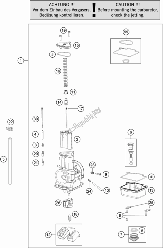 Tutte le parti per il Carburatore del KTM 300 EXC 2018