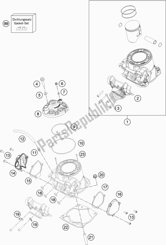 All parts for the Cylinder, Cylinder Head of the KTM 300 EXC 2018