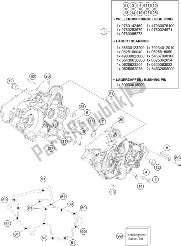 Toutes les pièces pour le Carter Moteur du KTM 300 EXC 2018