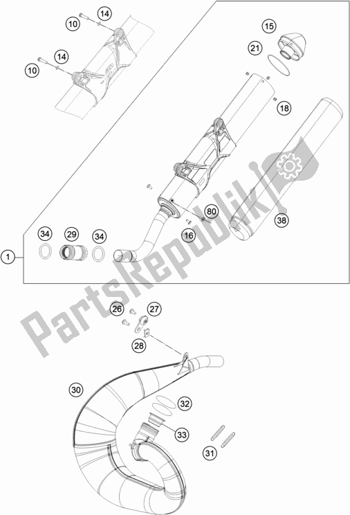 All parts for the Exhaust System of the KTM 300 EXC 2018