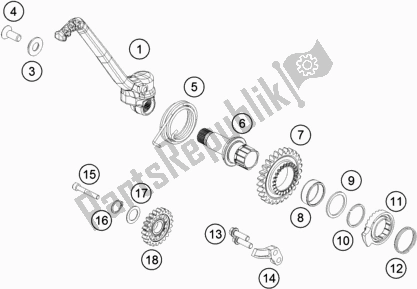 All parts for the Kick Starter of the KTM 300 EXC 2018