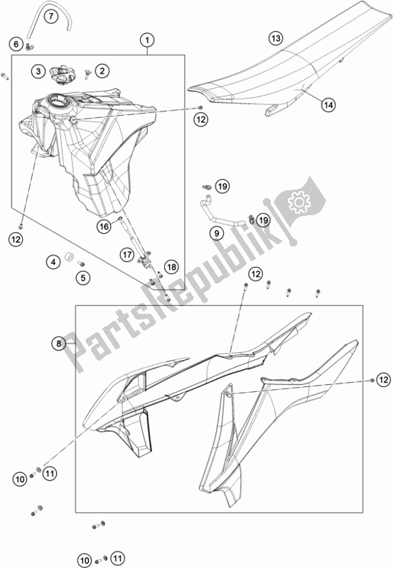 All parts for the Tank, Seat of the KTM 300 EXC 2018