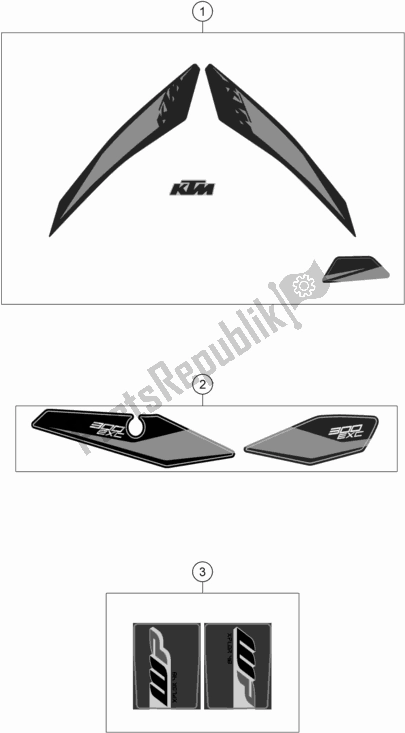 All parts for the Decal of the KTM 300 EXC CKD BR 2019