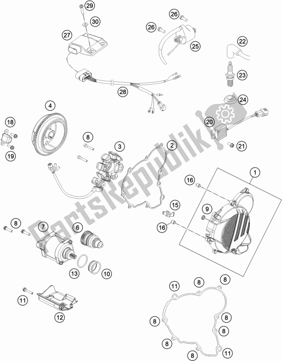 All parts for the Ignition System of the KTM 300 EXC CKD BR 2019