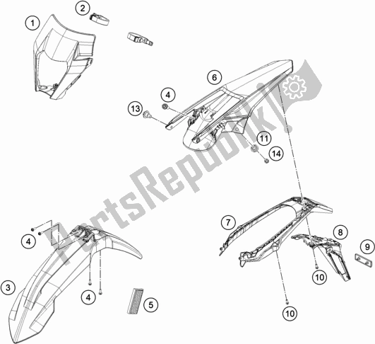 Toutes les pièces pour le Masque, Ailes du KTM 300 EXC CKD BR 2019