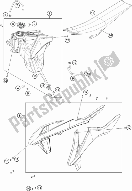 Toutes les pièces pour le Réservoir, Siège du KTM 300 EXC CKD BR 2019