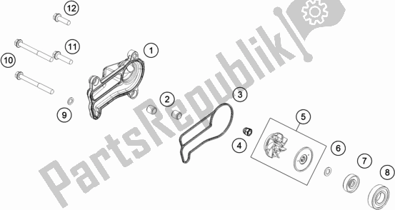 All parts for the Water Pump of the KTM 300 EXC CKD BR 2019