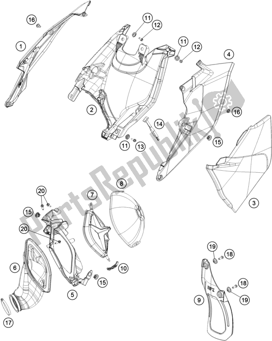 Tutte le parti per il Filtro Dell'aria del KTM 300 EXC CKD BR 2020