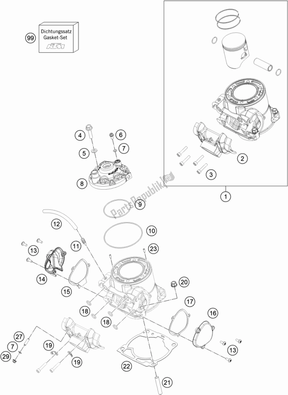 Todas as partes de Cilindro, Cabeça Do Cilindro do KTM 300 EXC CKD BR 2020