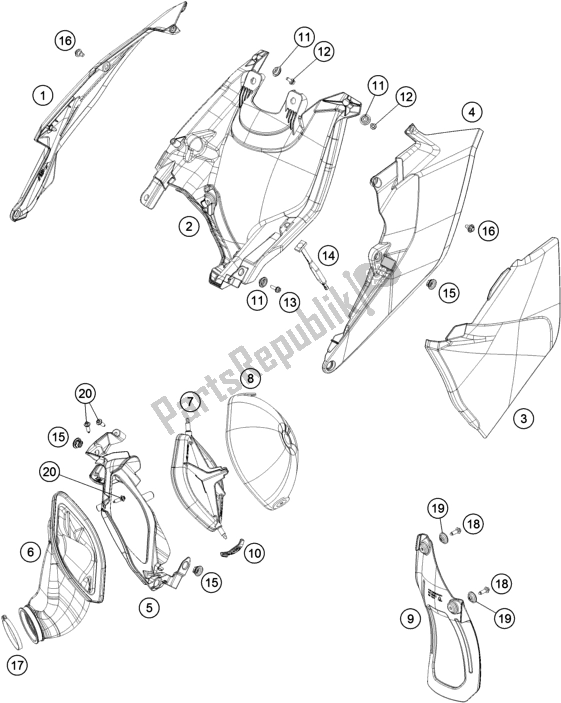 All parts for the Air Filter of the KTM 300 EXC CKD BR 2021