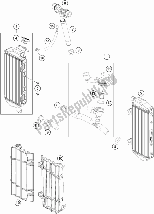 All parts for the Cooling System of the KTM 300 EXC CKD BR 2021