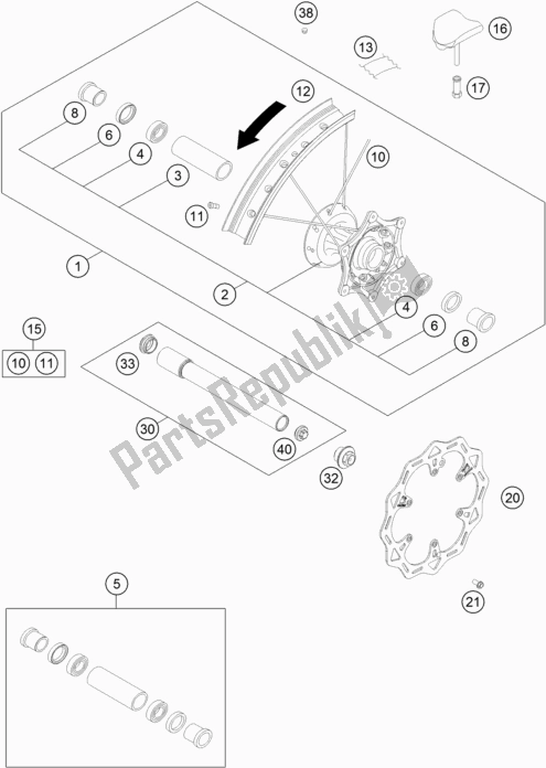 All parts for the Front Wheel of the KTM 300 EXC CKD BR 2021