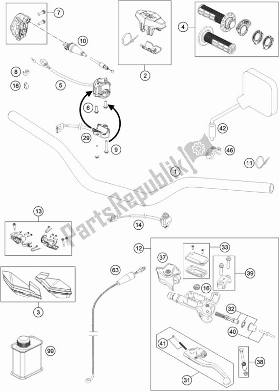 All parts for the Handlebar, Controls of the KTM 300 EXC CKD BR 2021