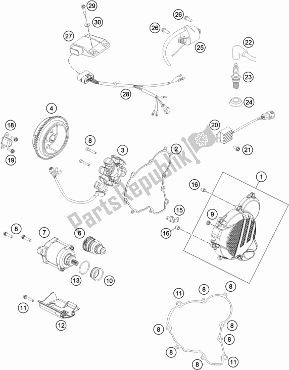 Alle onderdelen voor de Ontbrandingssysteem van de KTM 300 EXC CKD BR 2021