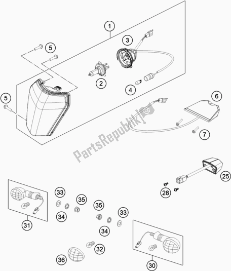 All parts for the Lighting System of the KTM 300 EXC CKD BR 2021