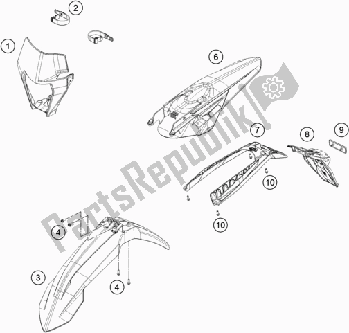 Alle onderdelen voor de Masker, Spatborden van de KTM 300 EXC CKD BR 2021