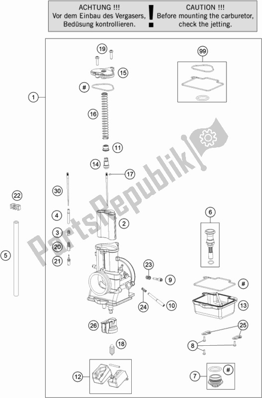 Toutes les pièces pour le Carburateur du KTM 300 EXC Six-days EU 2017