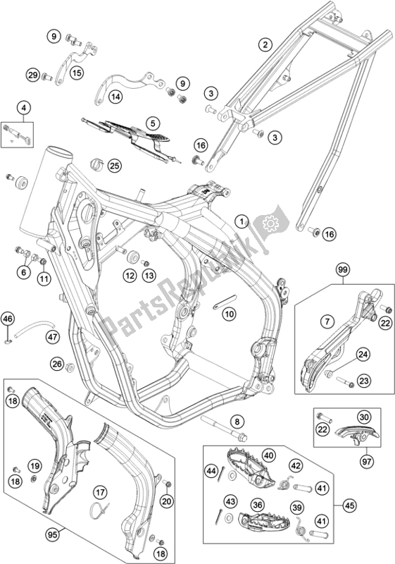 Alle onderdelen voor de Kader van de KTM 300 EXC Six-days EU 2017