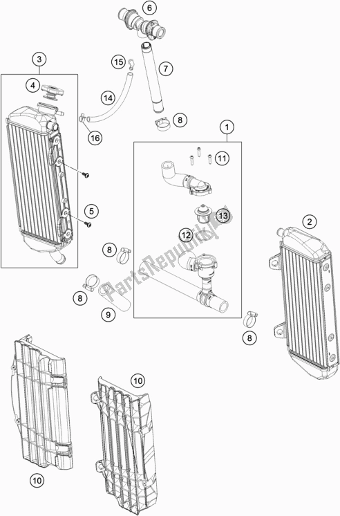 Todas las partes para Sistema De Refrigeración de KTM 300 EXC SIX Days TPI EU 2018