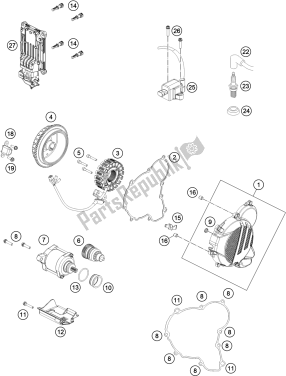 All parts for the Ignition System of the KTM 300 EXC SIX Days TPI EU 2018