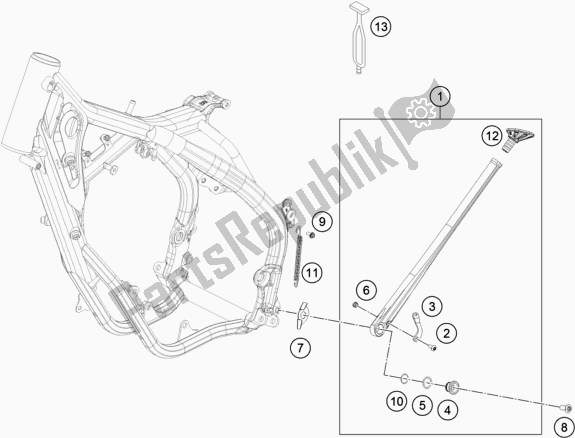 All parts for the Side / Center Stand of the KTM 300 EXC SIX Days TPI EU 2018
