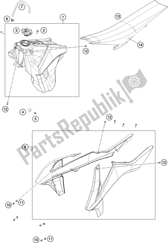 Toutes les pièces pour le Réservoir, Siège du KTM 300 EXC SIX Days TPI EU 2018