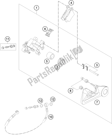 All parts for the Rear Brake Caliper of the KTM 300 EXC SIX Days TPI EU 2019