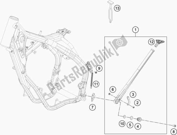 Toutes les pièces pour le Béquille Latérale / Centrale du KTM 300 EXC SIX Days TPI EU 2019