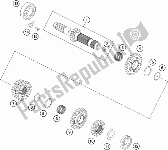 All parts for the Transmission I - Main Shaft of the KTM 300 EXC SIX Days TPI EU 2019