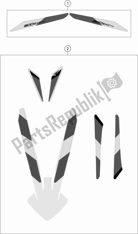 All parts for the Decal of the KTM 300 EXC SIX Days TPI EU 2021