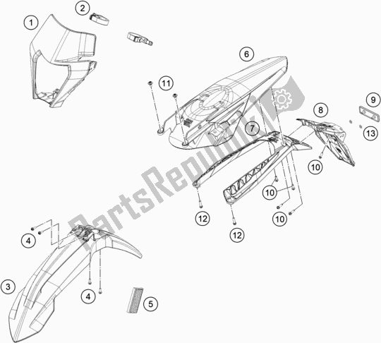 Todas as partes de Máscara, Pára-lamas do KTM 300 EXC SIX Days TPI EU 2021