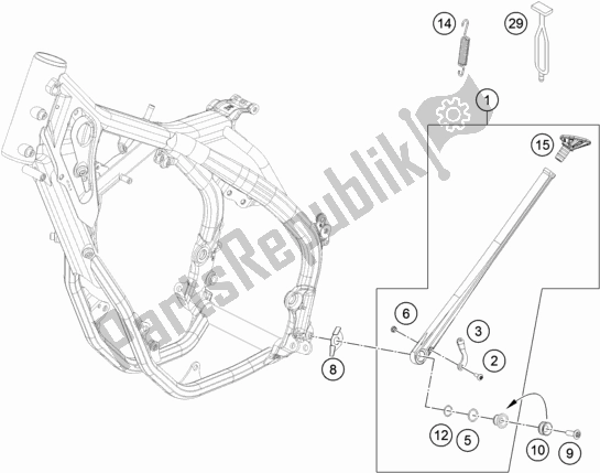 All parts for the Side / Center Stand of the KTM 300 EXC SIX Days TPI EU 2021