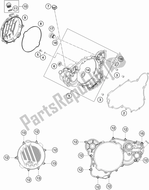 All parts for the Clutch Cover of the KTM 300 EXC TPI Erzbergrodeo EU 2020