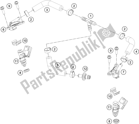 All parts for the Fuel Distributor of the KTM 300 EXC TPI Erzbergrodeo EU 2020